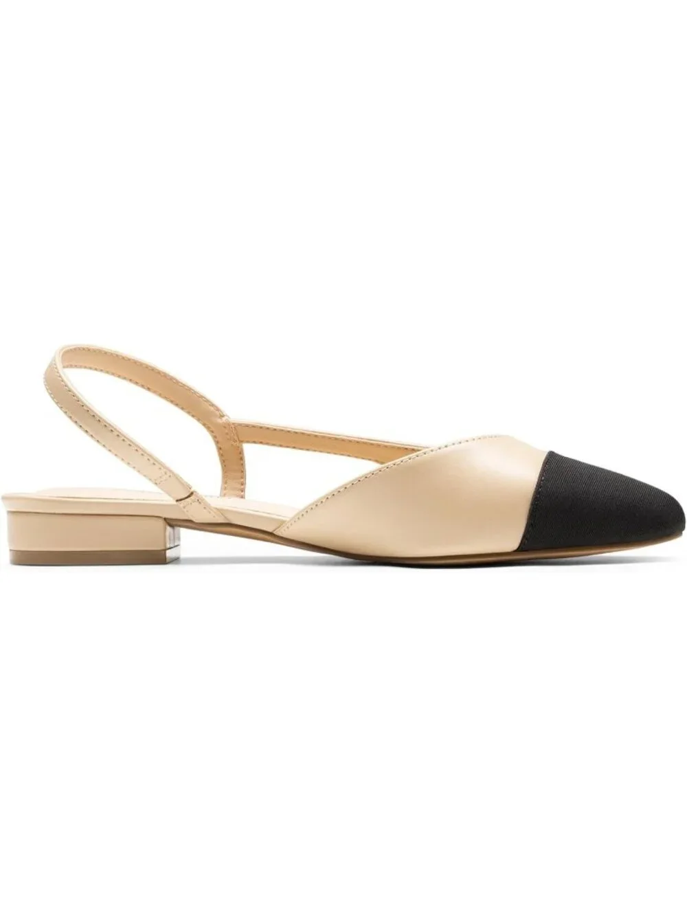 Women's Nude Faux Leather Slingback Square Toe Ballet Dressy Flats Low Heel Shoe